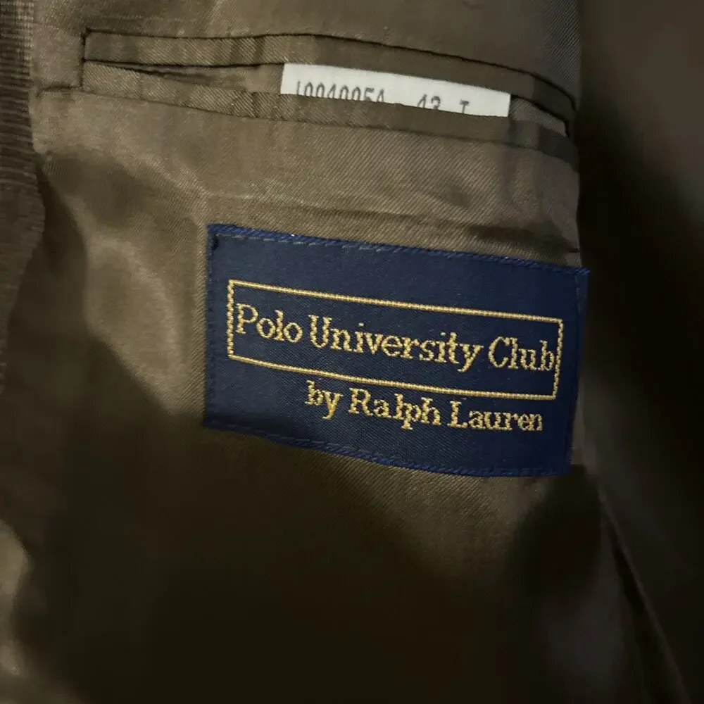 Polo University Club Ralph Lauren Brown Glen Plaid‎ Wool Blazer Sport Coat 43 T